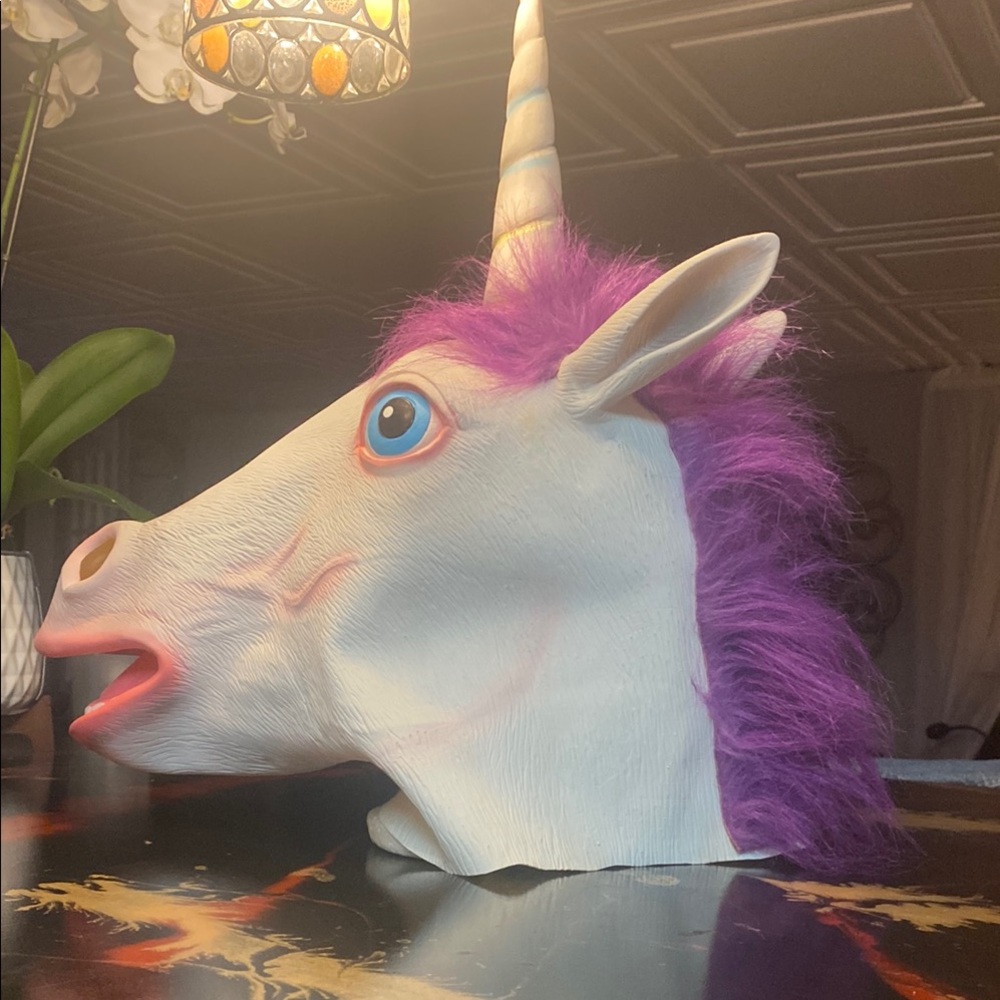 Vibrant Unicorn Mask with Purple Mane